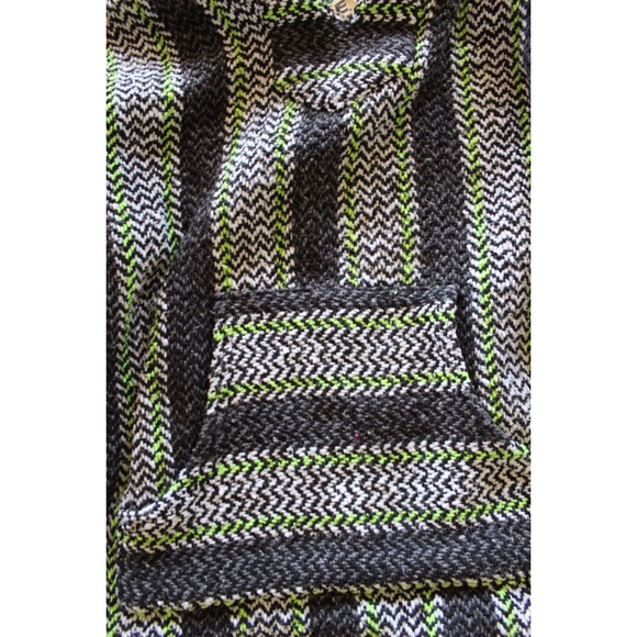 Baja Joe Hippie Hoodie Small Dark Grey and Lime Green Relaxed Hoodie - Picture 3 of 6